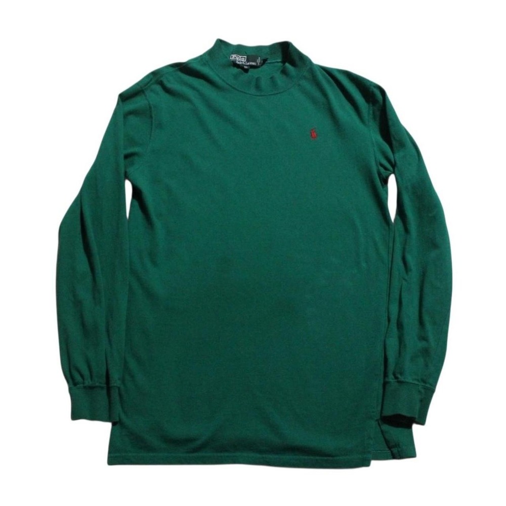 Mens Vintage 90s Skater Streetwear Designer Layering Turtleneck Green Longsleeve